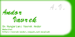 andor vavrek business card